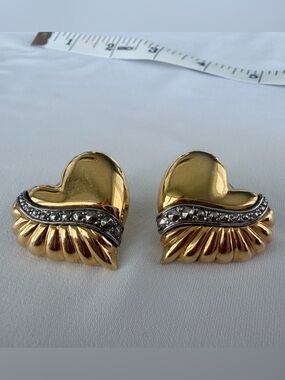 Gold Heart and Silver Accent Post Earrings